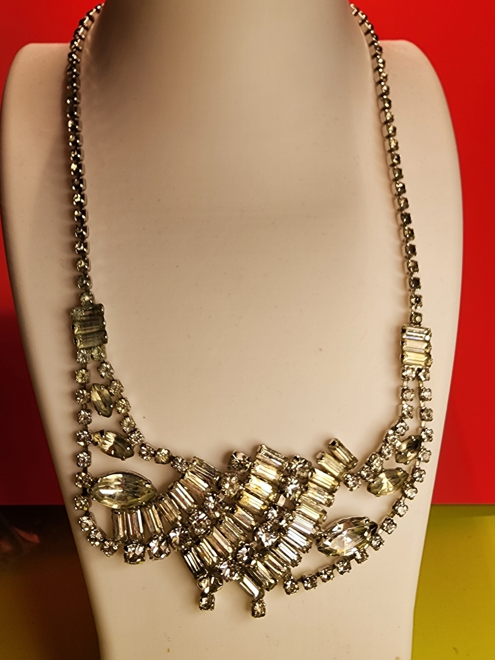 Elegant Gold-Tone Crystal Statement Necklace - Women Jewelry